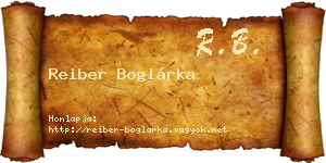 Reiber Boglárka névjegykártya